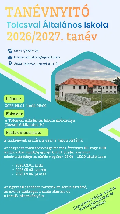 Tolcsvai Általános Iskola épülete